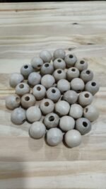 Kit Contas de Madeira 100 Unidades 22 mm Cor Mineral