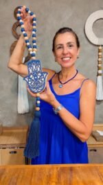 Kit Pendente Mão de Fátima Azul Marinho - Imagem 4