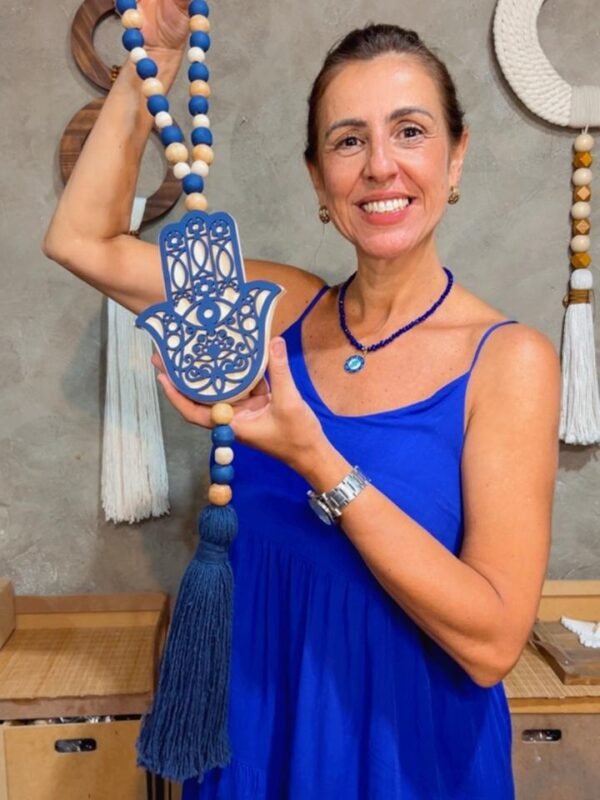 Kit Pendente Mão de Fátima Azul Marinho