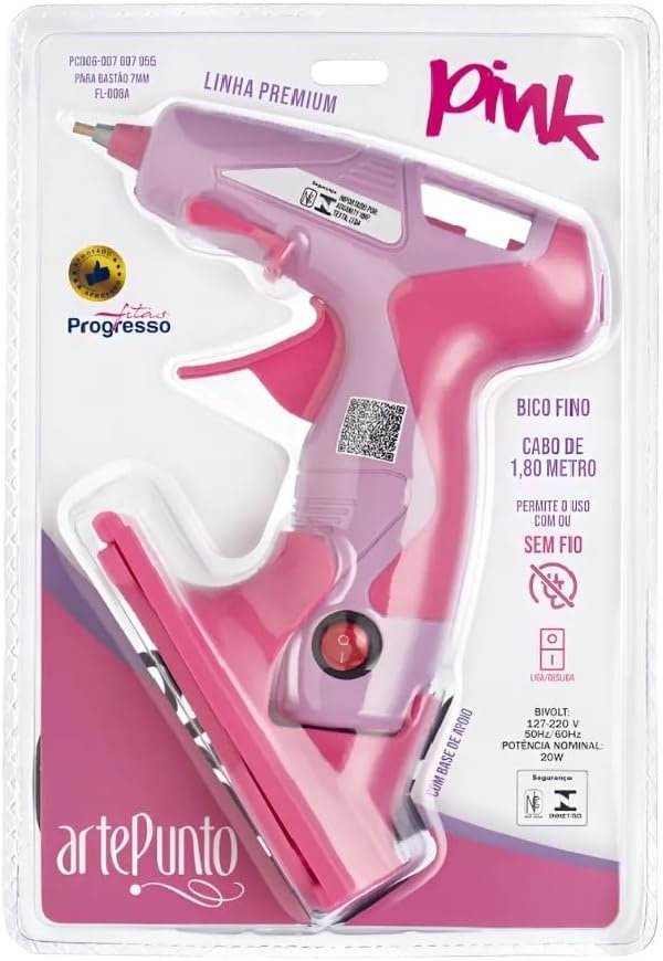 10 Pistola De Cola Quente Sem Fio Artepunto - Bico Fino Pink - Imagem 1